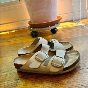 White Birkenstock Sandles 9